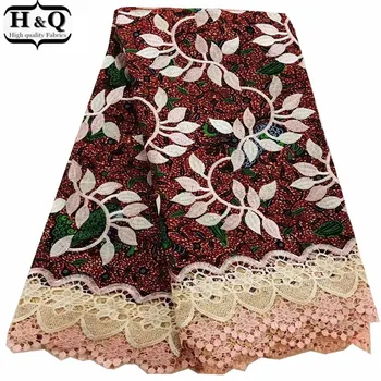 

H&Q Gown African Batik Print Lace Fabric Embroidered Lace Batik With Lace Fabric Nigerian Guipure Lace For Party Long Dresses