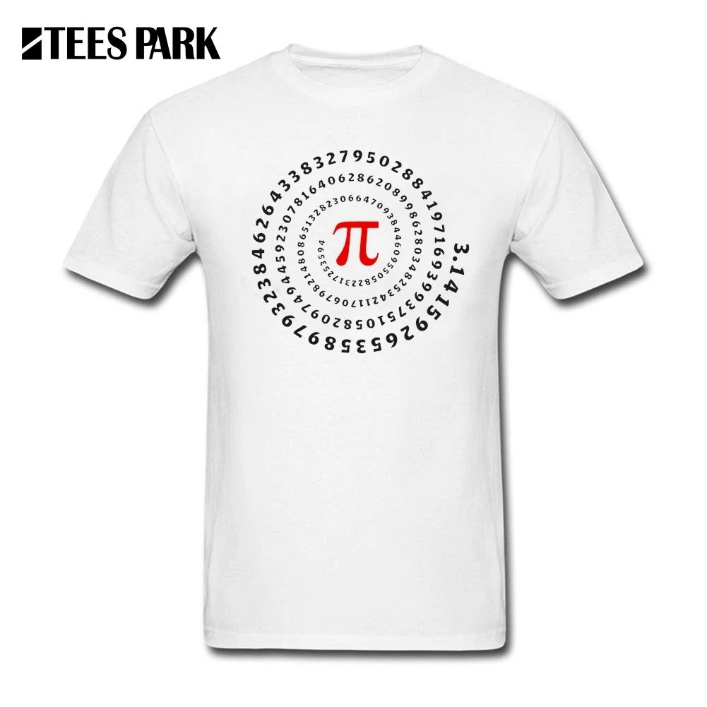 Tees Pi spiral Science Mathematics Math Irrational Number Sequence Math Teacher Men T Shirts Cotton T-Shirt Short Sleeve - Цвет: White