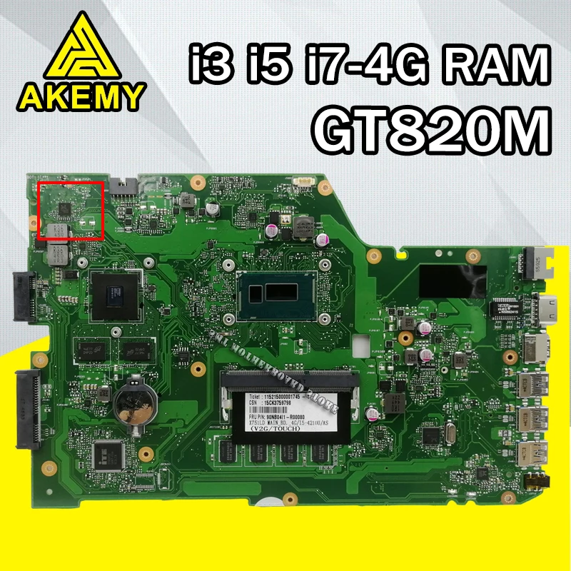 X751LD laptop Motherboard GT820M For Asus X751L