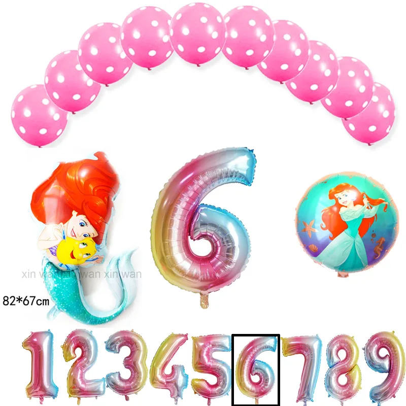 Вечерние воздушные шары в виде Русалочки, набор из 10 латексных шаров и больших размеров, фольгированные шары с русалкой на день рождения - Цвет: 13pc set new mermaid