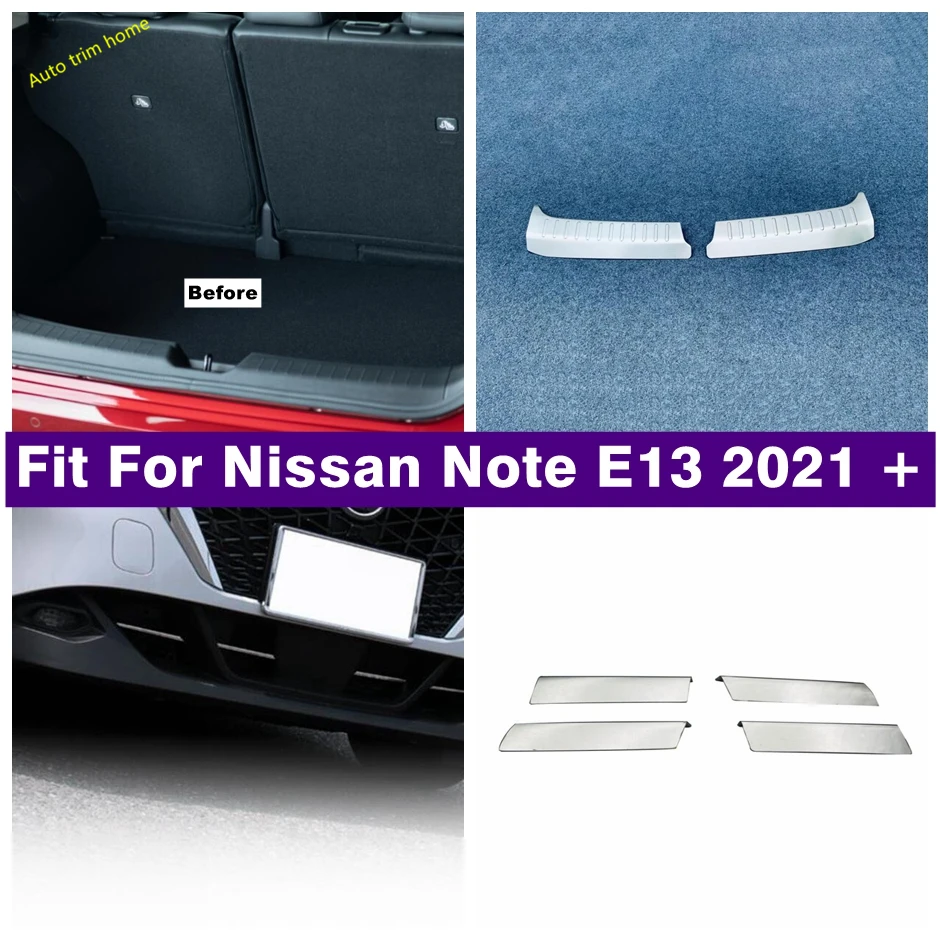 

Front Lower Bumper Grille Grill Mesh Stripes / Rear Trunk Bumper Protector Sill Plate Cover Trim For Nissan Note E13 2021 2022