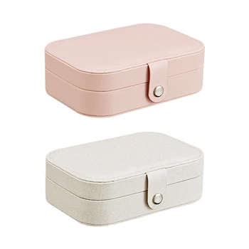 

1PC Style Fresh And Simple Girl Earrings Plate Jewelry Box Protable Leather Earrings Ring Multi-function Jewelry Storage Box