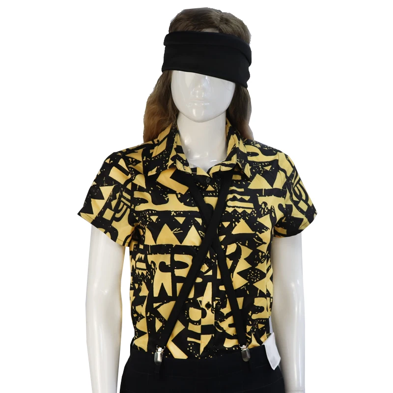 

STRANGER THINGS 3 ELEVEN Yellow Shirt Blindfold Suspender Halloween Cosplay Costume Drop Ship