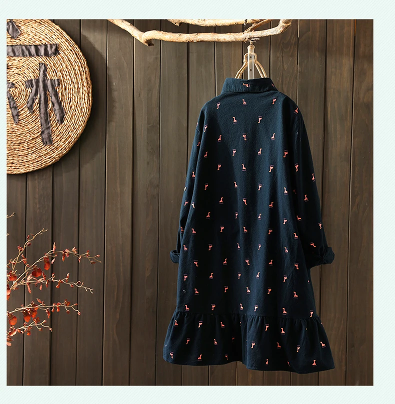 2020 New Spring Shirt Literary Cotton and linen Long Pullover Shirt Women Loose Casual Print Long Sleeve Blouse Tops 3