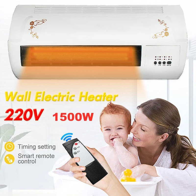 

1500W Electric-Heater Remote-Control Electric-Heater Warm-Device Wall-mounted Electric Air Heater Fan Wall Hanging Warm