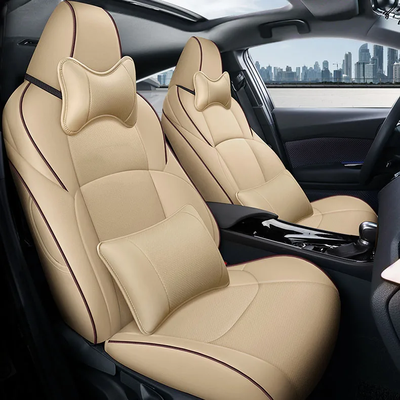 BEIGE LUX Чехлы для автомобильных сидений кожаные для TOYOTA C-HR IZOA chr автомобильные чехлы для сидений для автомобилей аксессуары автомобильные аксессуары Стайлинг - Название цвета: BEIGE LUX