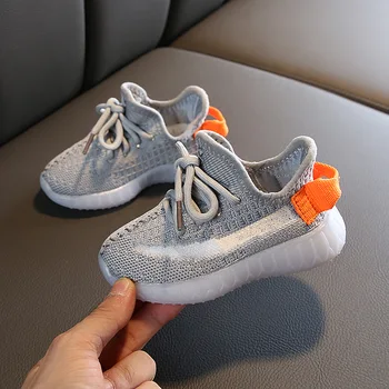 

Children Shoes 2020 Spring Autumn Boys Luminous Bottom Flying Woven Mesh Breathable Kids Shoes for Girls Soft Bottom Sneakers