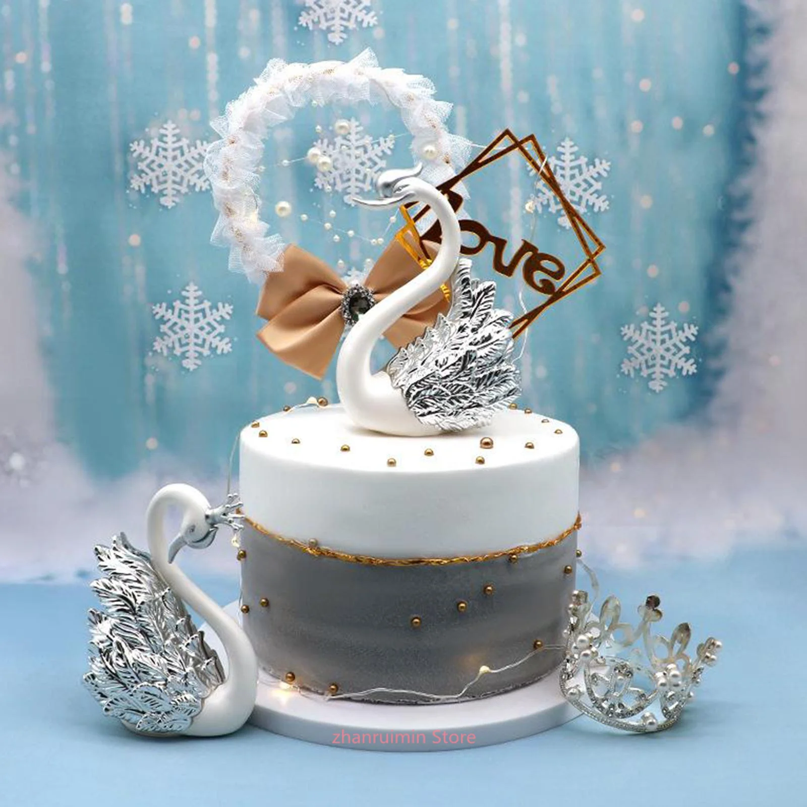Crown Glass Table Swan Ornament 1pcs cake topper cake decorations cake toppers