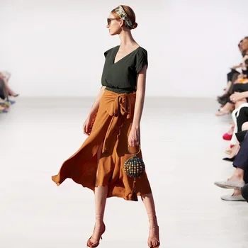 

Europe stood the new spring and summer 2020 ladies v-neck shirt + irregular suits female fashion coat