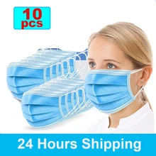 10 pcs Disposable Protective Mask 3-Ply Nonwoven Facial Cover Dust Mask Maschera antipolvere Mascarilla antipolvo
