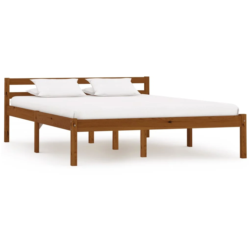 Bed Frame Honey Brown Solid Pine Wood 140x200 cm |
