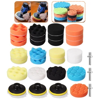 

34 pcs Buffing Sponge Polishing Pad 3 inch Hand Tool Kit For Car Care Polisher Foam Drill Compound Polishing Waxing Set