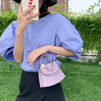 

Portable Women Pure Messenger Handbag Classic Texture Creative Delicate Design Chic PU Daisy Small Shoulder Totes
