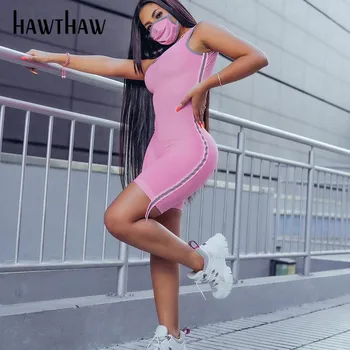 

HAWTHAW casual summer women striped clothes fitness skinny sportswear workout one piece jumpsuit romper fashion palysuit
