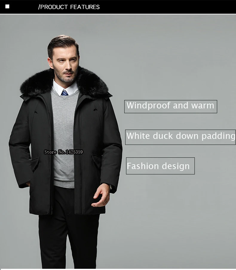Зимняя мужская куртка-пуховик с белым утиным пухом, мужская куртка, Толстая теплая зимняя парка, пальто, ветровка с меховым капюшоном, папина куртка
