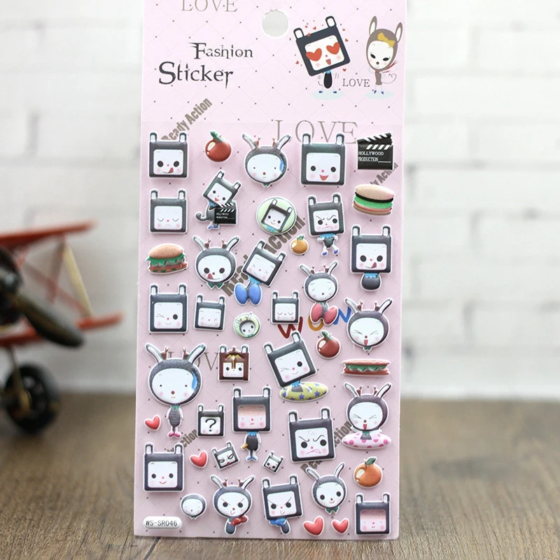 

NEW 1Pcs Reward Girl Edema Sticker Child Diary Sticker Book Animal Toys Children Emoji 3D Pink Kawaii Cartoon Funny Scrapbook
