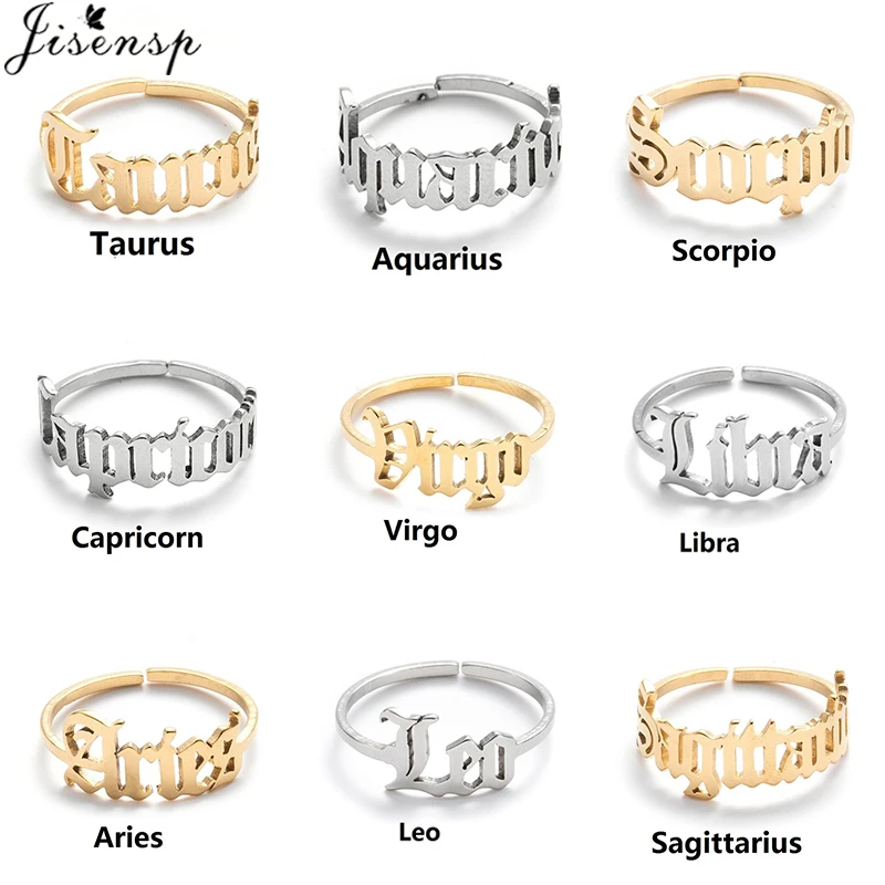 personalizado con los signos del zodiaco para mujer, sortija con las 12 Constelaciones, astrología, Géminis, Aries, estilo antiguo inglés, - AliExpress
