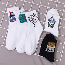 5 пар, японские носки хлопковые с забавным рисунком чипсов, мороженого, лягушки, чулочно-носочные изделия