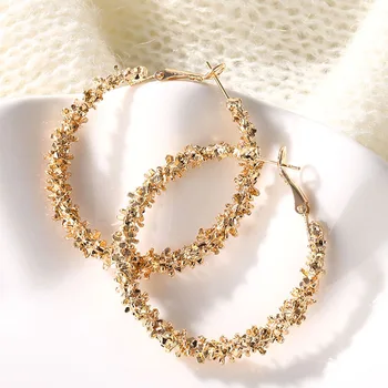 

Huitan New Trendy Rough Hoop Earring Personality Girl Earring Top Quality Office Lady Daily Wearable Accessories Women Fine Gift