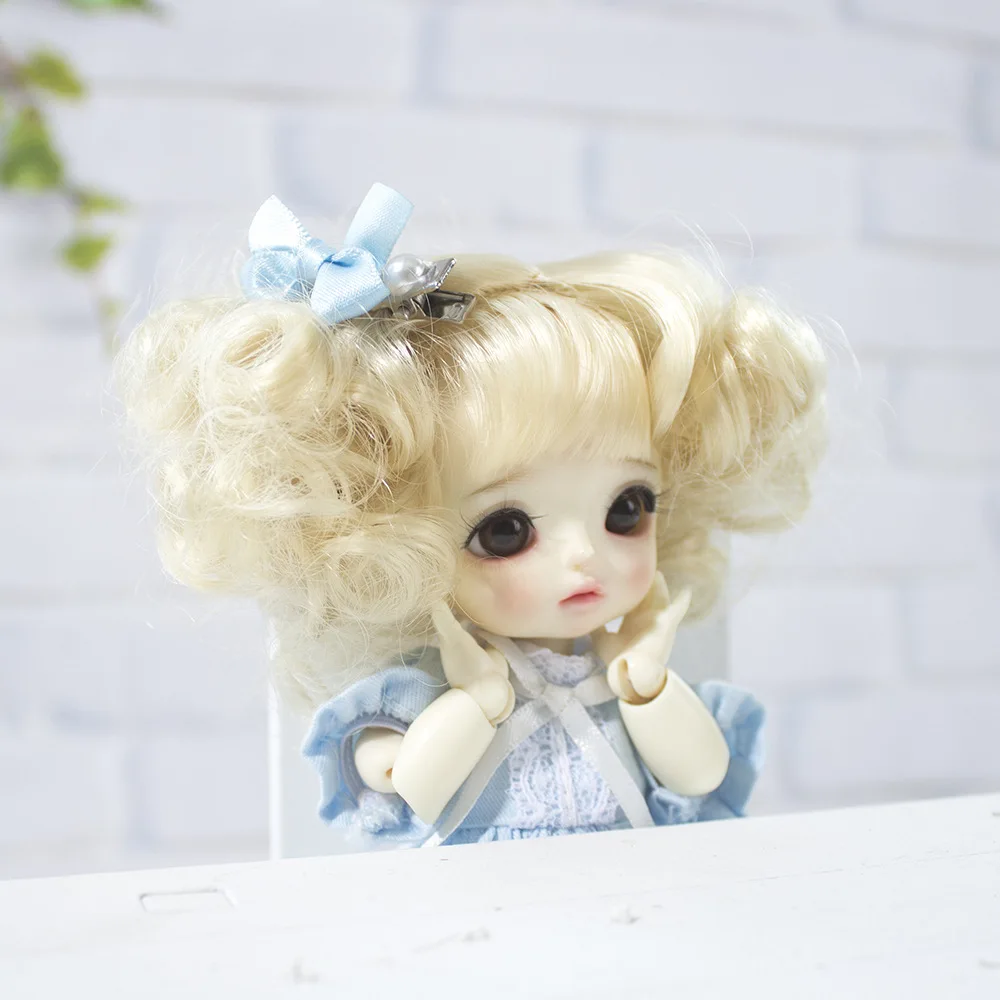 

bjd sd doll wig 1/8 light gold hot cute high temperature hair set 5-6 inch head circumference ob11 doll wig Doll accessories