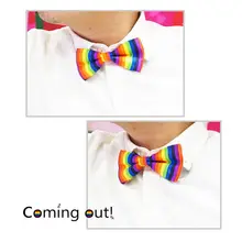 Мужчины Женщины 3 шт Радуга полосатый костюм набор y-обратно подтяжки галстук бабочка галстук A0NF