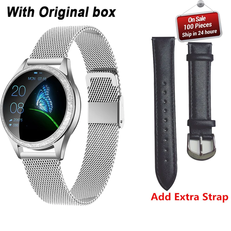 add extra strap Greentiger KW20 Смарт-часы для женщин монитор сердечного ритма IP68 Водонепроницаемый фитнес-трекер женские спортивные Смарт-часы VS H2 H8 KW10 - Цвет: add extra strap