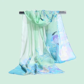 

Silk Scarf For Women Designer Print Floral Scarves Lady Brand Shawls And Wraps Chiffon Gift Large Smooth Scarves Foulard