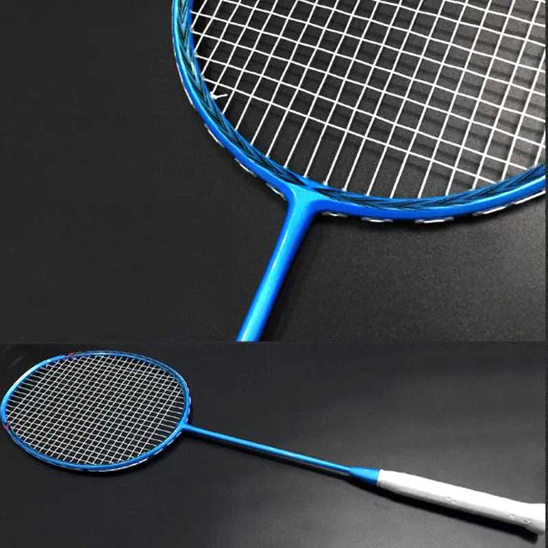 5U углеродная ракетка для бадминтона хорошая эластичность волокно ультра-светильник ракетка для бадминтона Профессиональный тренировочный спортивный костюм - Цвет: Синий