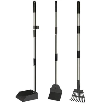 

Three-Piece Pet Shit Cleaning Shovel Shit Rake Shovel with 37.4-Inch Handle, Perfect for Small to X Large Dogs