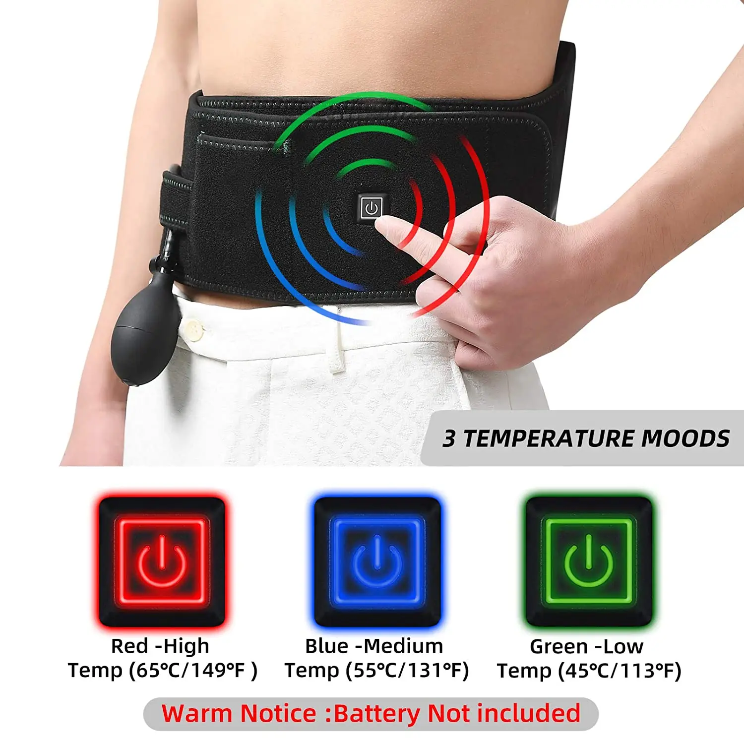 HeatedWaistBeltWithAirbagforBackPainBodyMassagerBelly