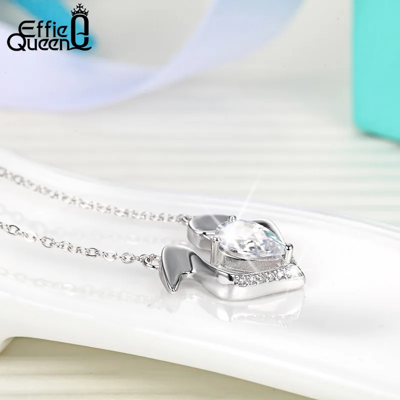 Effie queen, настоящее 925 пробы, серебряное женское ожерелье, s подвески, уникальная форма сердца, AAA кубический циркон, ожерелье, хорошее ювелирное изделие, TSN34
