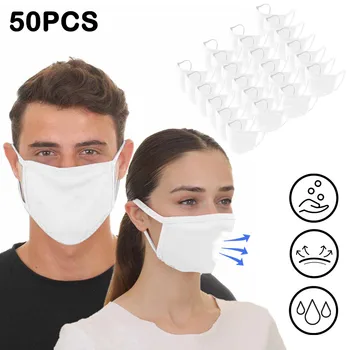 

White Mask Mouth Cover Adult Solid Color Washable Soft Sand Exhaust Sunscreen Double Layer Cycling Mask 50pc Face Mask fashion