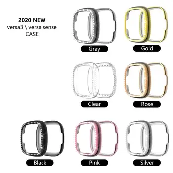

Plating PC Watch Case For Fitbit Versa 3 Protector Cover Diamond Women Bling Shell For Fitbit Sense Smart Watch Case