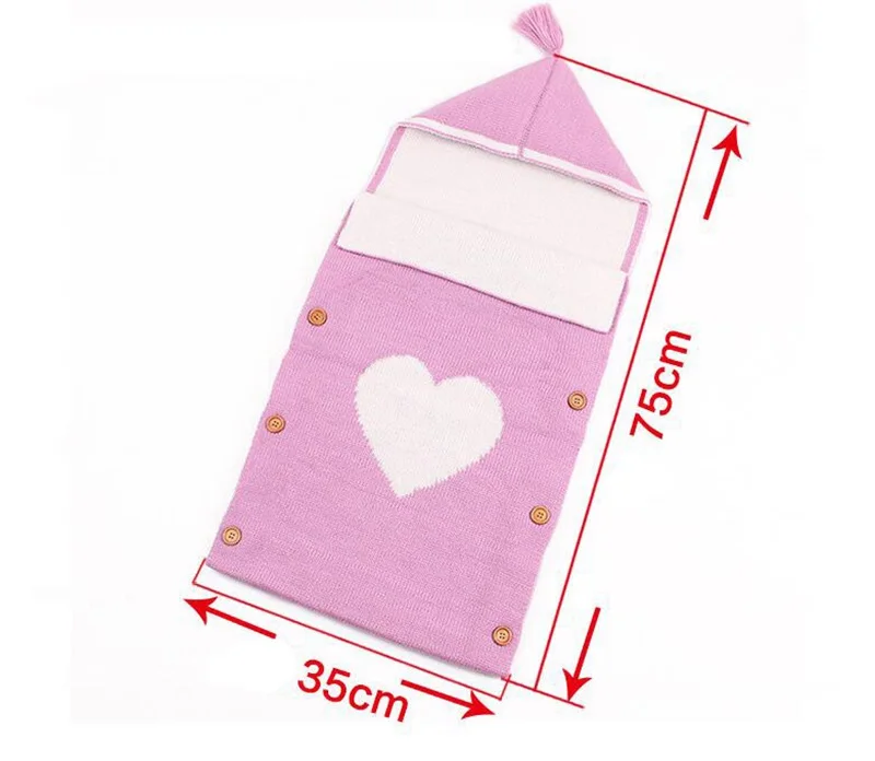 MOTOHOOD  knitted Baby Sleeping Bags Winter For Stroller Cute Heart Envelopes baby slaapzak Newborn Baby Sleep Sack (3)