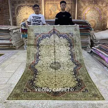 YILONG 5'x8' персидский ковер ручной вязки прямоугольник бежевый шелк ковры для продажи(LH1015B