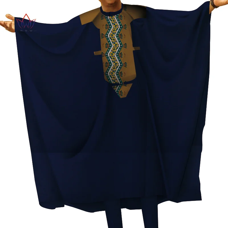 Повседневная мужская африканская одежда Топ халаты и брюки наборы Базен Riche африканская Дизайнерская одежда Дашики мужские комплекты из 2 предметов WYN712 - Цвет: 10