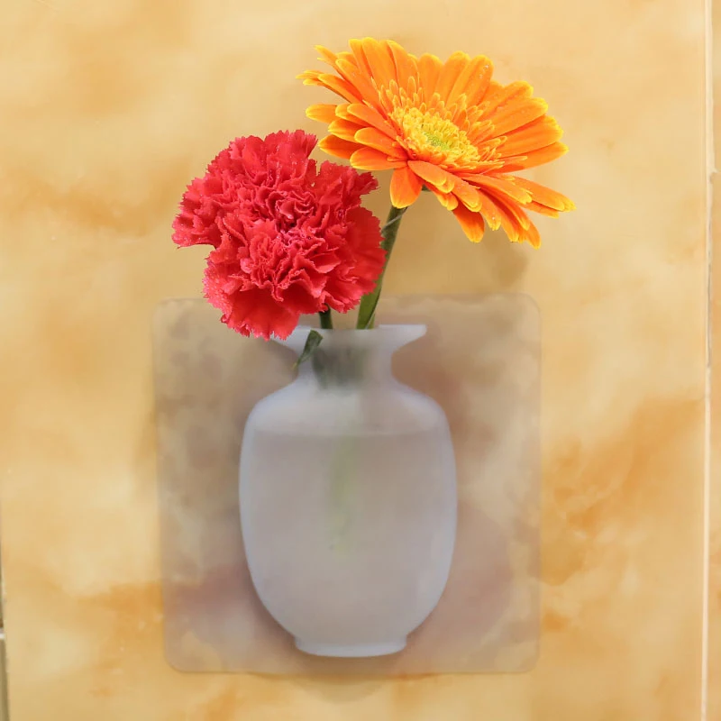Домашние силиконовые в форме цветка ваза липкий цветочный горшок растения контейнер настенное крепление украшения для дома офиса