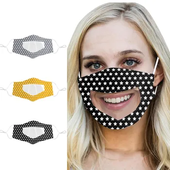 

1pc/3pcs Mouth Masks Adult Fashion Dot Print Masks Washable Transparent Visible Lip Adjustable Face Mask Mouth Cover Mascarilla