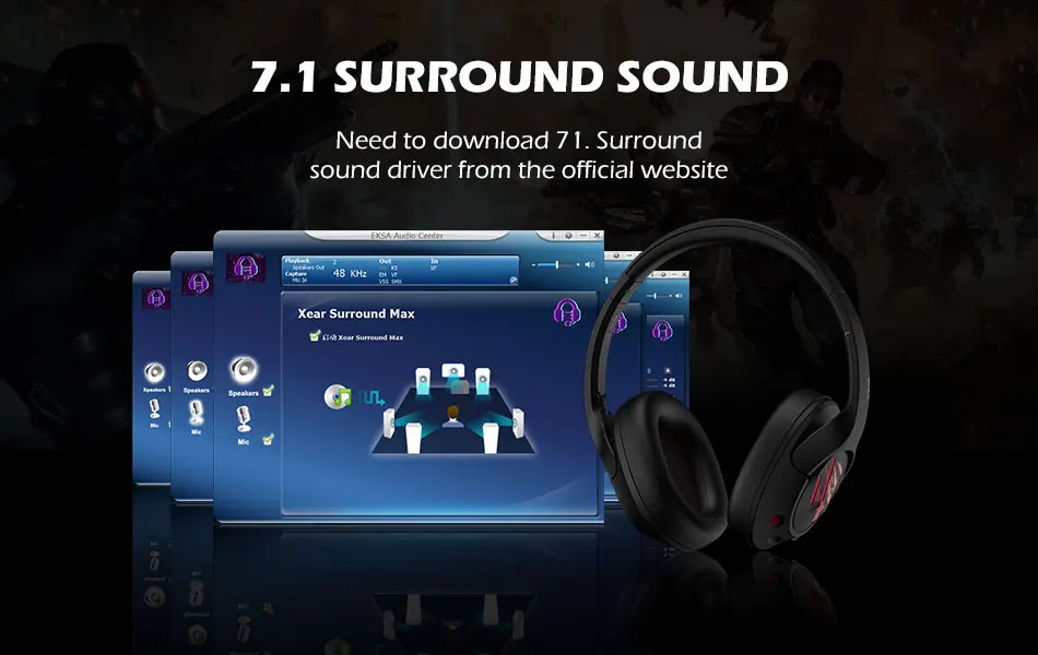 Eksa Gaming Headset With Microphone E3d E3 7 1 Surround Wired Headphones Gamer Earphones Noise Cancelling Mic For Pc Ps4 Xbox Headphone Headset Aliexpress