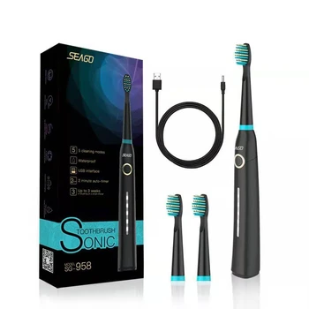 

Seago Sonic Electric Toothbrush Tooth brush USB Rechargeable adult Waterproof Ultrasonic automatic 5 Mode with Travel case