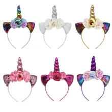 Лидер продаж в Европе и Америке, ободки для волос в виде единорога на Хэллоуин, кошачьи ушки, аксессуары для волос, подарок, Детская повязка на голову