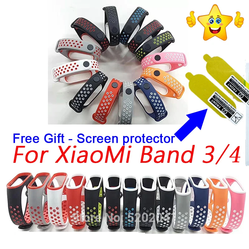 Ремешок для фитнес браслета Xiaomi Mi Band 3 4 силиконовые сменные ремешки