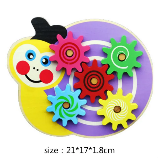 Children's Wooden Educational Toys 8 Style Forest Farm Ocean Space Caterpillar Clock Snail Milk Cow Gear Game Combination Toy 1