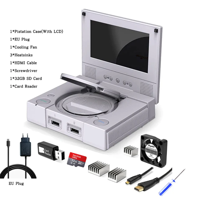 RETROFLAG PiStation Case Raspberry Pi 4 Case with Cooling Fan and 3pcs Heatsinks PistationLCD Case for Raspberry Pi 4 /Pi 4B With LCD Kit6