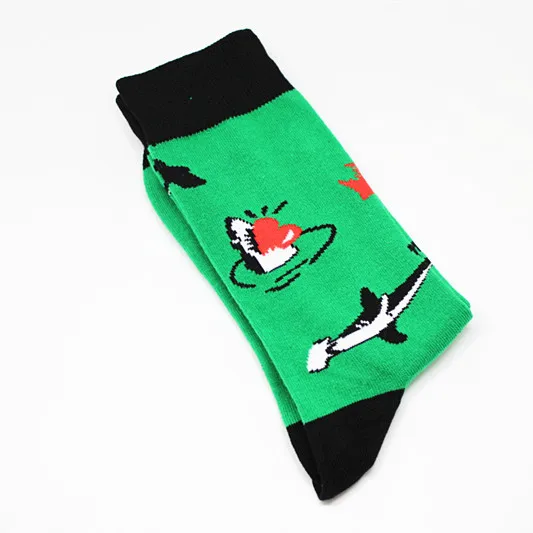 Cartoon Animal Fish Dog Zebra Shark Men Crew Socks Cotton Funny Streetwear Casual Fashion Happy Breathable Sock Winter Skarpetki