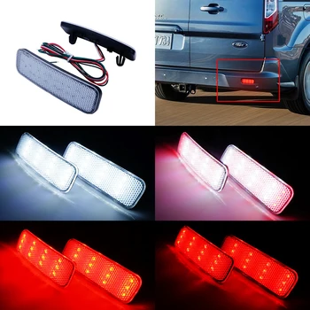 

ANGRONG 2 LED Rear Bumper Reflector Light Clear Lens For Ford Transit Van Custom Connect 13+