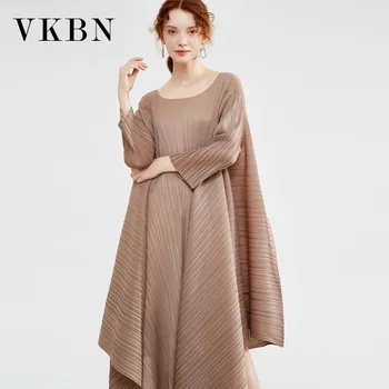 

WQJGR 2020 Spring and Summer Women Dress Long Batwing Sleeve O-Neck High Street Irregular Party Dress Women Fashion