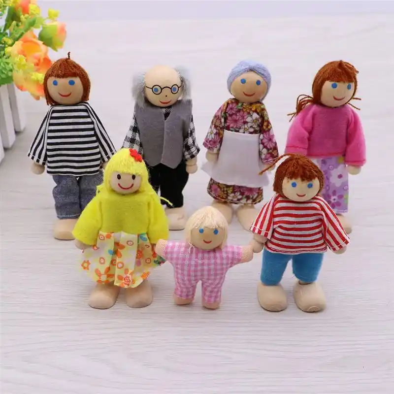 wooden doll family