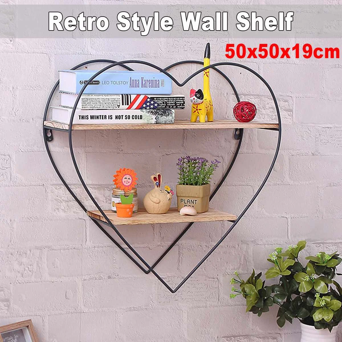 

NEW Iron Wooden Decorative Wall Shelf Storage Rack Organization for Kitchen/ Living Room DIY Wall Decoration Holder Home Decor