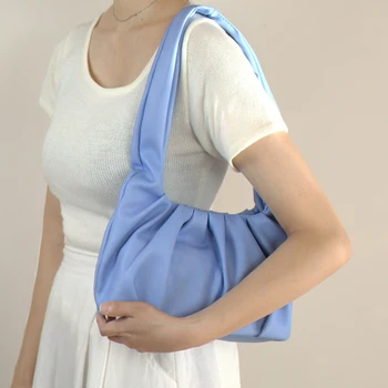 

Brand Design Pleated Cloud Shoulder Bag for Women Soft PU Leather Hobos Handbag Puese Ins Female Small Tote Clutch Bag Fashion